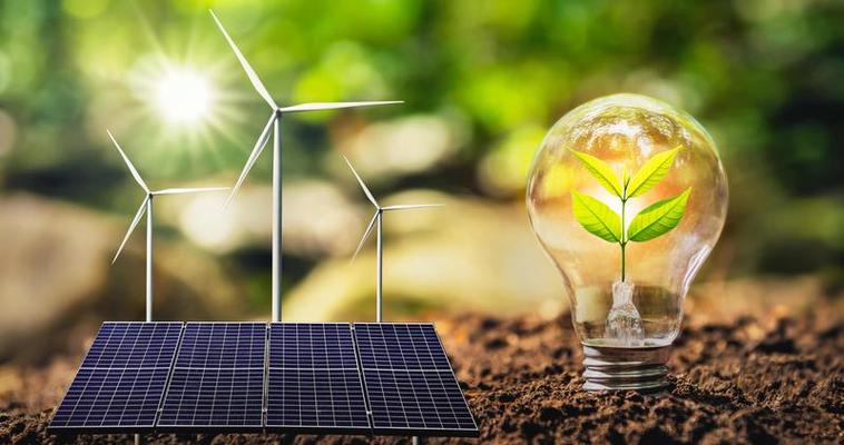 concept-clean-energy-and-saving-power-in-nature-solar-panel-with-wind-turbine-small-tree-and-lightbulb-free-photo